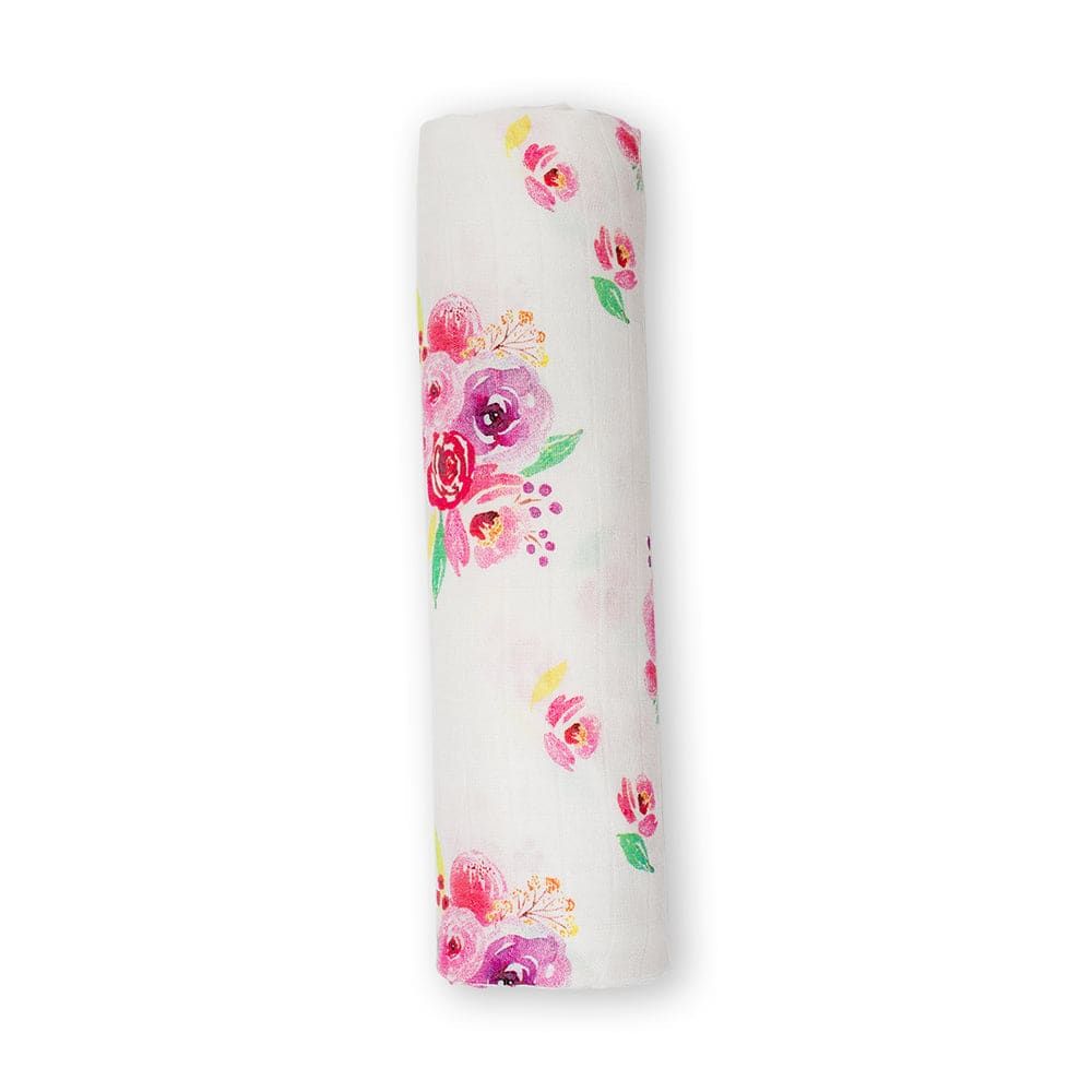 Lulujo Muslin Swaddle Bamboo Posies 47" x 47"