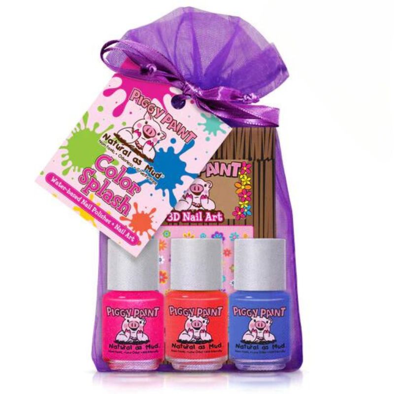 Piggy Paint Colour Splash Gift Set 3 polish &amp; Nail Art