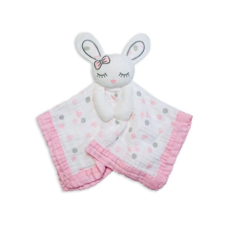 Lulujo Lovey Muslin Pink Bunny 0M+