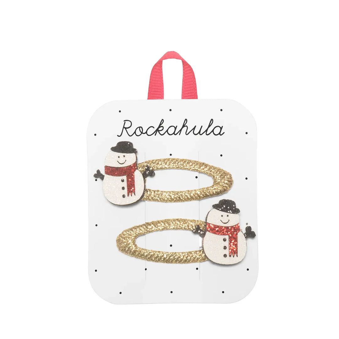 Rockahula Christmas Hair Clips Snowman Glitter