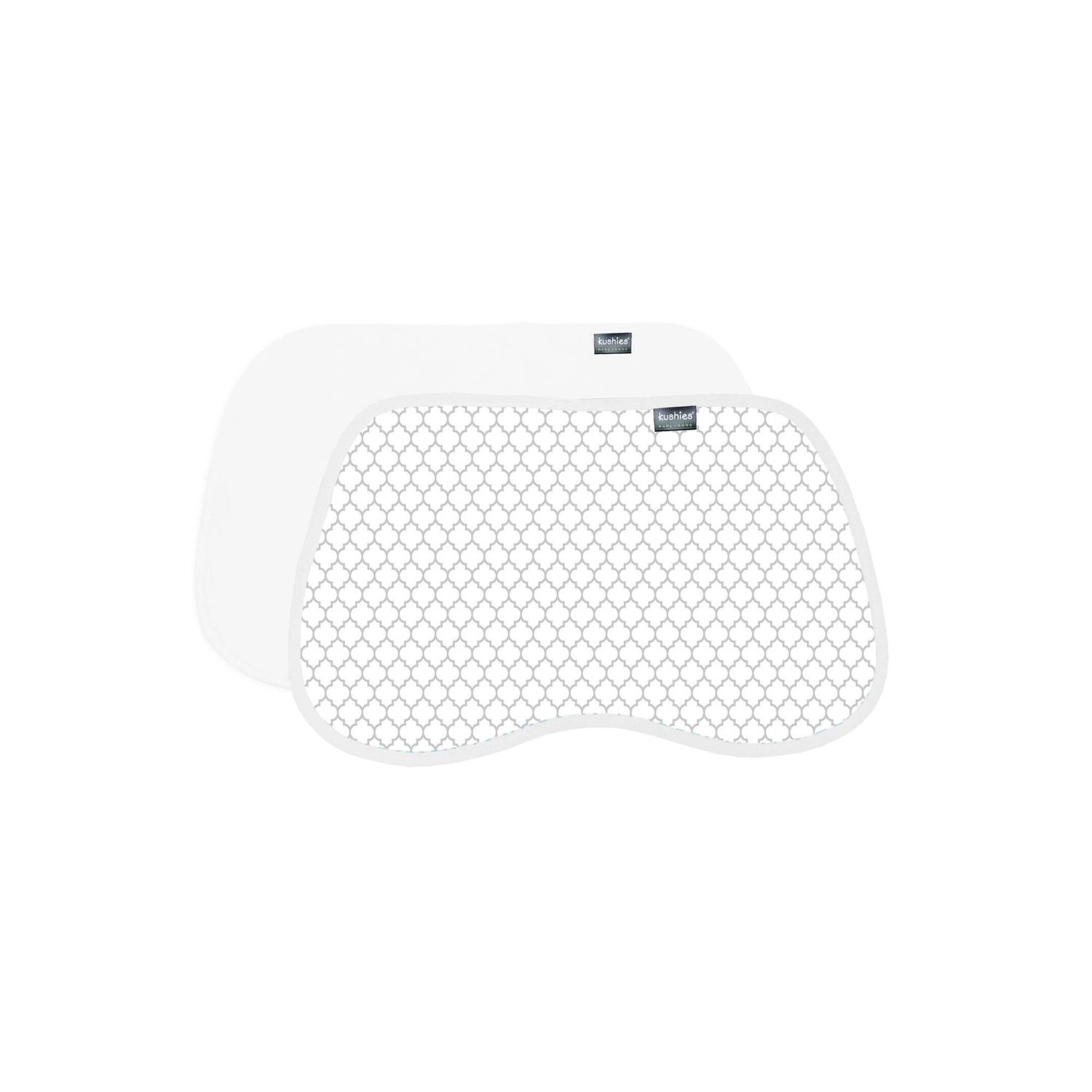 Kushies Burp Pads 2pk Grey Ornament/White