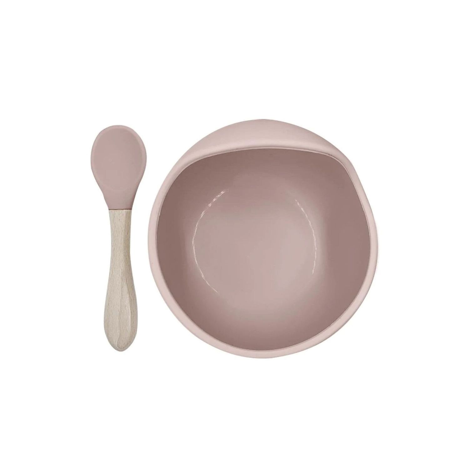 Kushies Siliscoop Bowl &amp; Spoon Set Rose