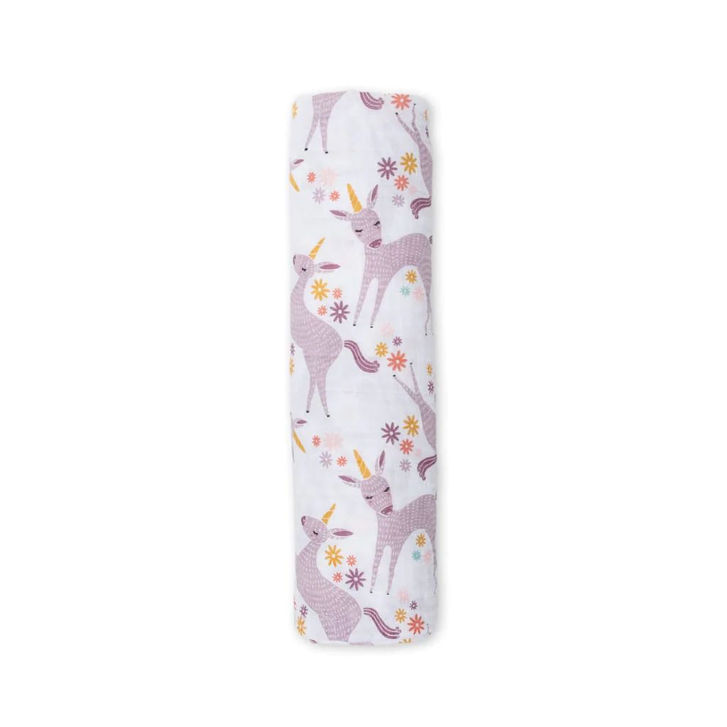 Lulujo Muslin Swaddle Cotton Unicorns 47" x 47"