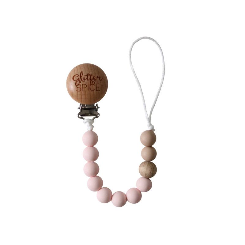 Glitter &amp; Spice Pacifier Clip Peony Pink