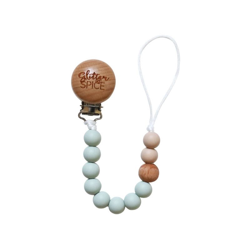 Glitter &amp; Spice Pacifier Clip Sage