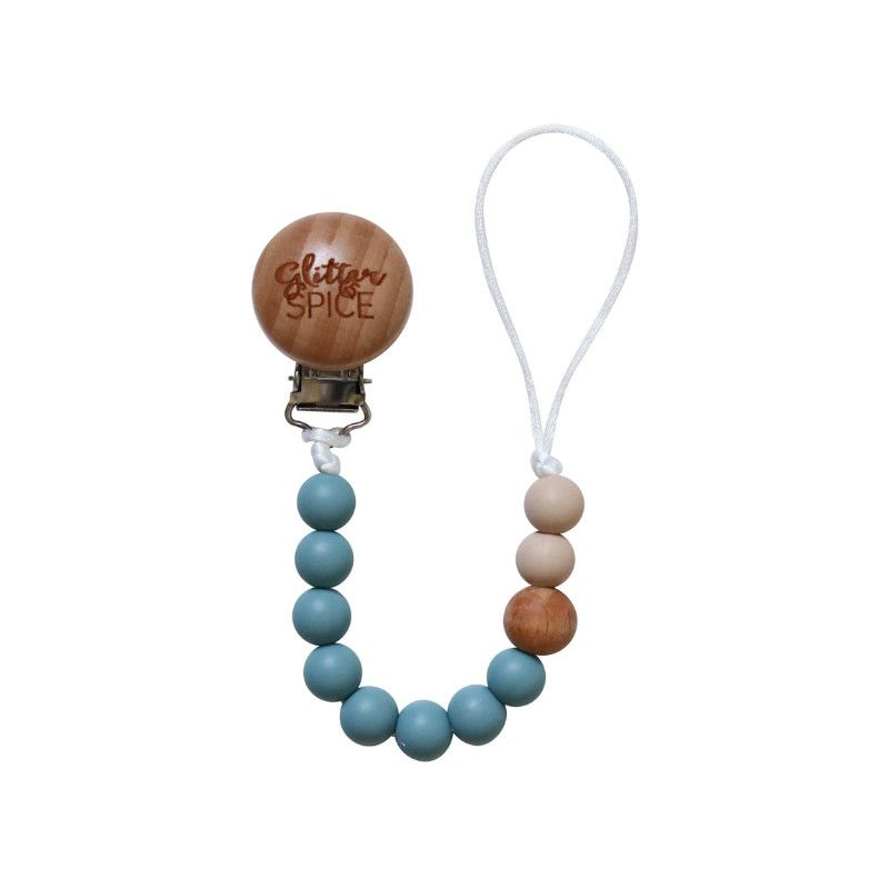 Glitter &amp; Spice Pacifier Clip Steel Blue
