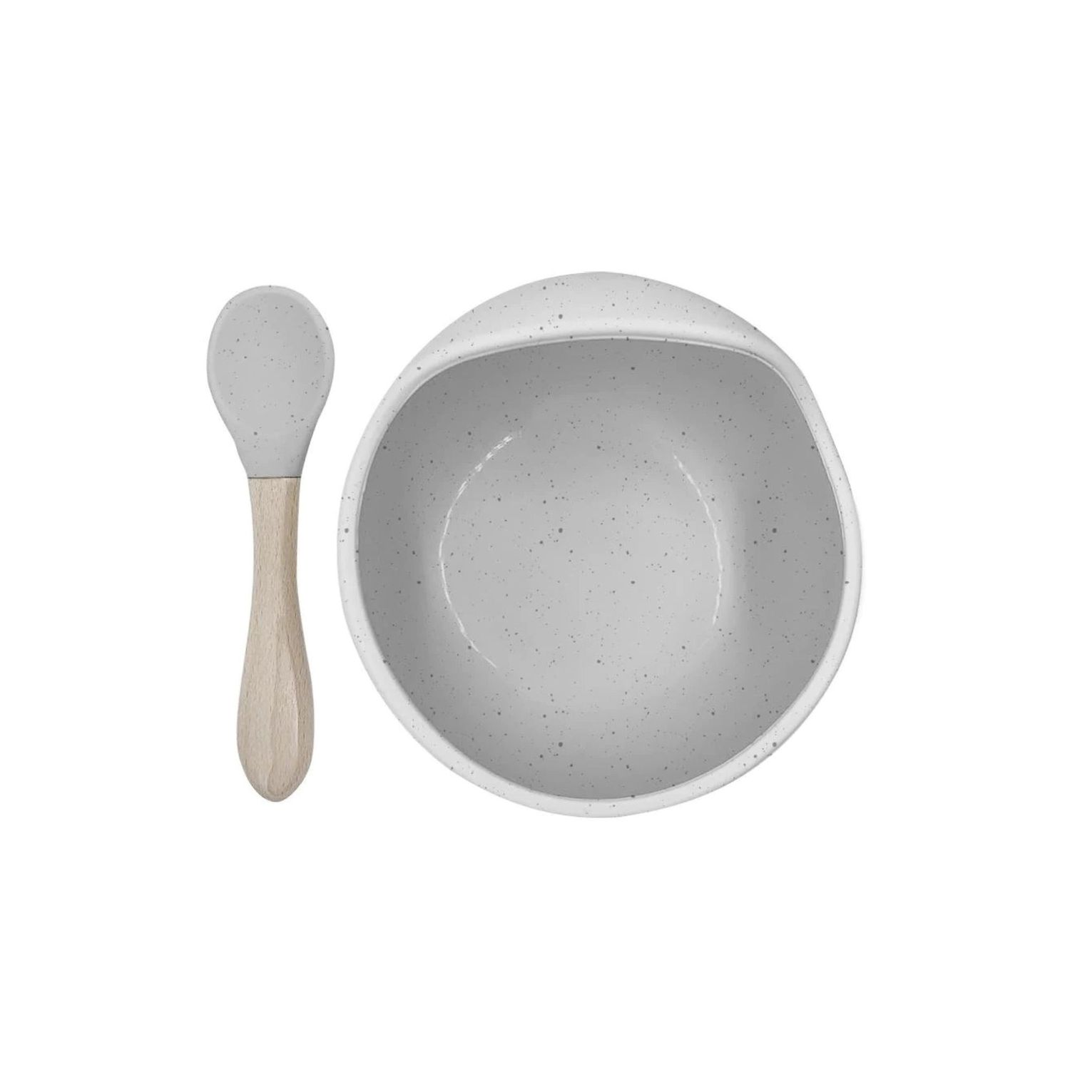 Kushies Siliscoop Bowl &amp; Spoon Set Day Dream Grey