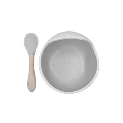 Kushies Siliscoop Bowl &amp; Spoon Set Day Dream Grey