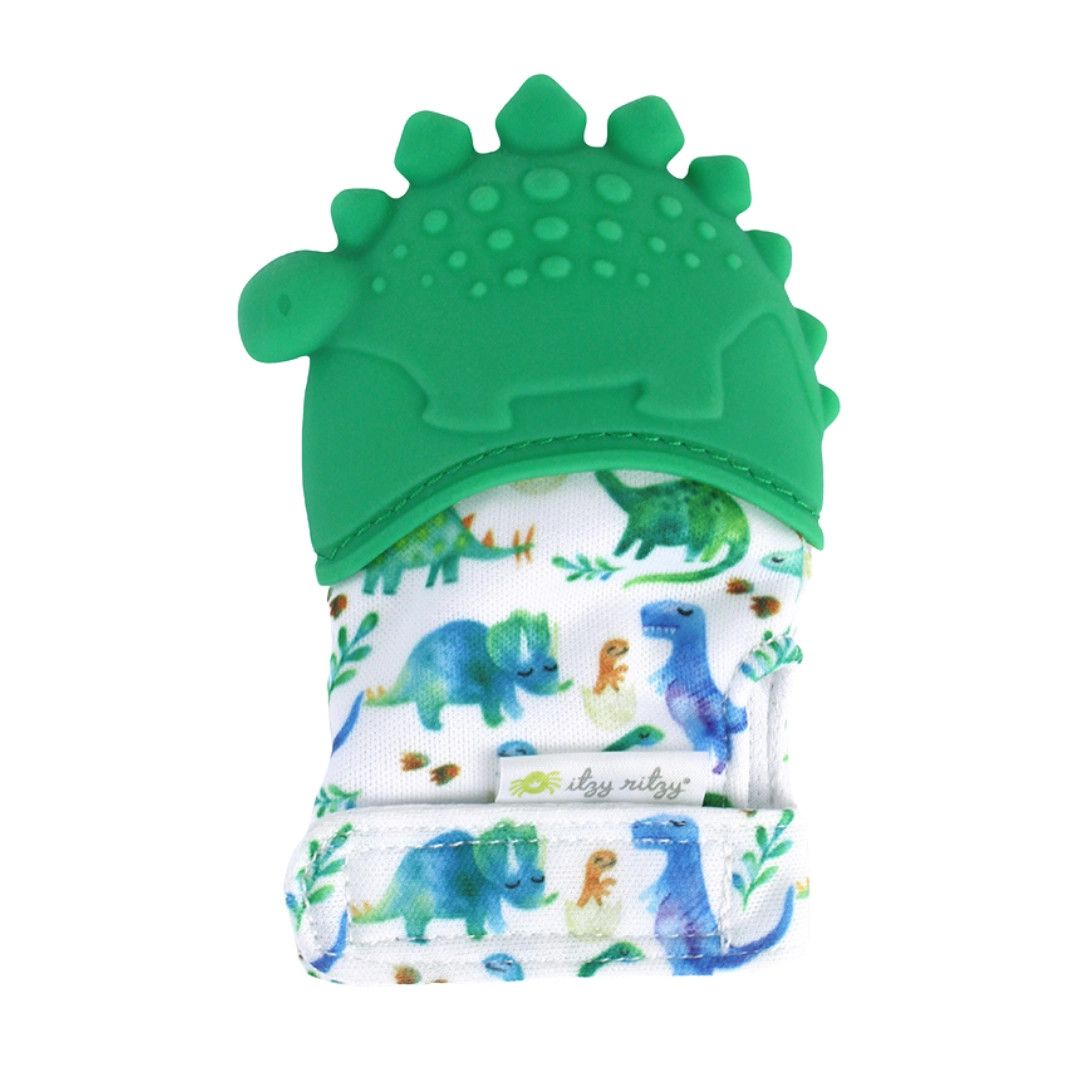 Itzy Ritzy Mitt Silicone Teething Mitts Dinosaur