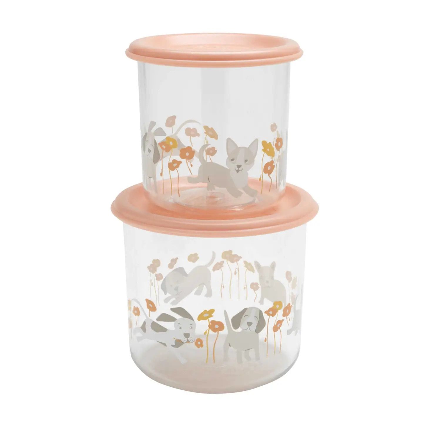 Good Lunch Containers Large 2Pc Puppies &amp; Poppies