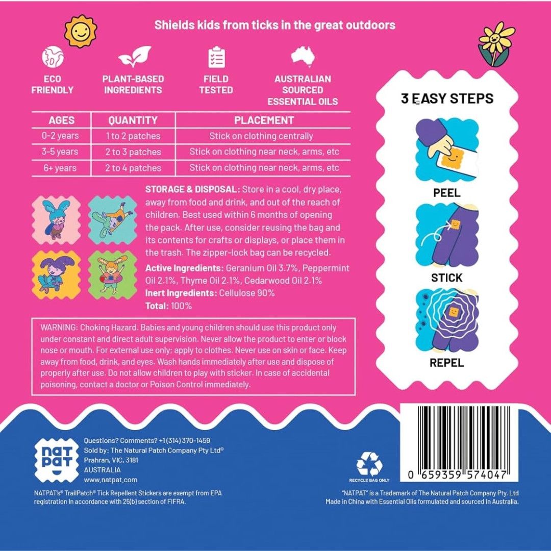 NatPat Trailpatch Tick Repellent Stickers