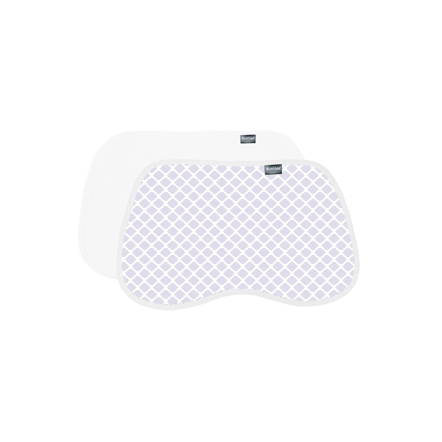 Kushies Burp Pads 2pk Lilac Lattice/White