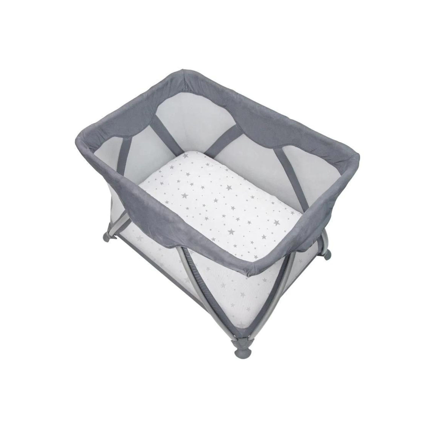 Kushies Fitted Playpen Sheet Grey Scr Star 29"x 42"