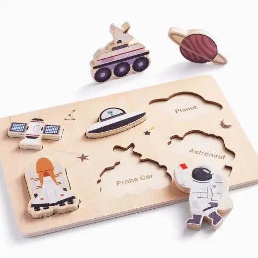 Peaks and Valleys Baby Wooden Puzzle Space Adventure