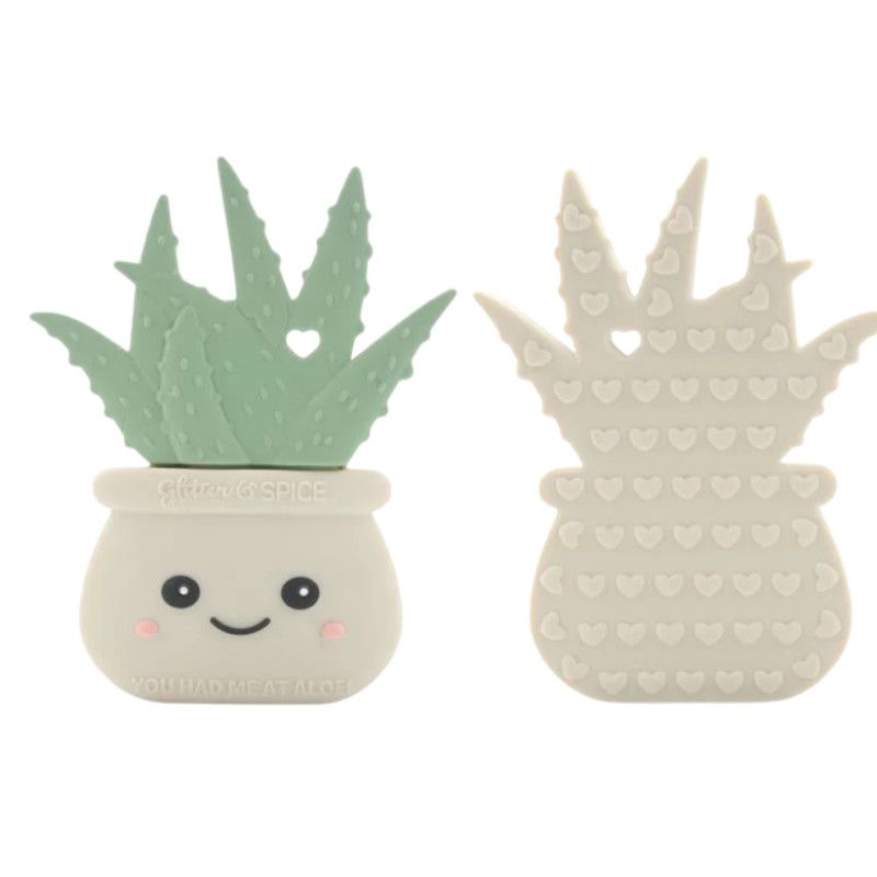 Glitter &amp; Spice Teether Aloe Plant Sandy Grey