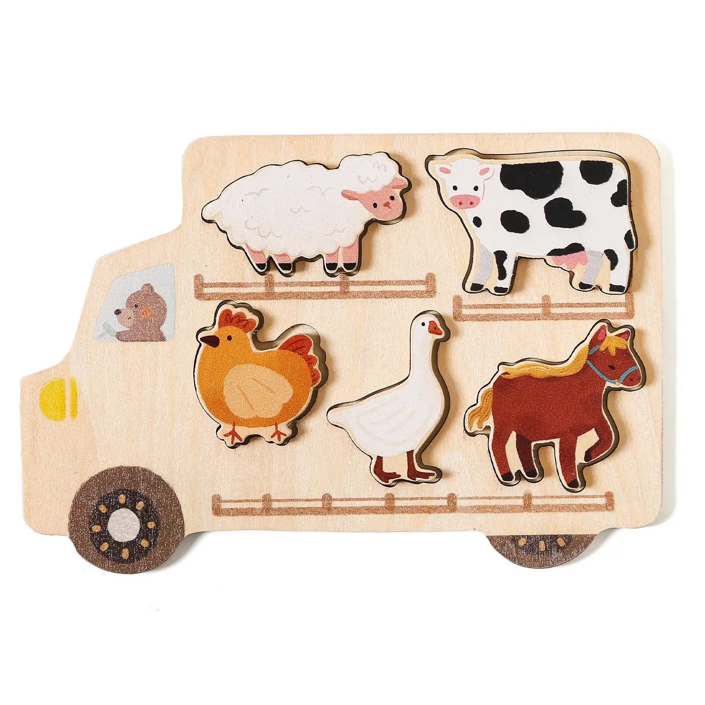 Peaks and Valleys Baby Wooden Puzzle Farm Animals
