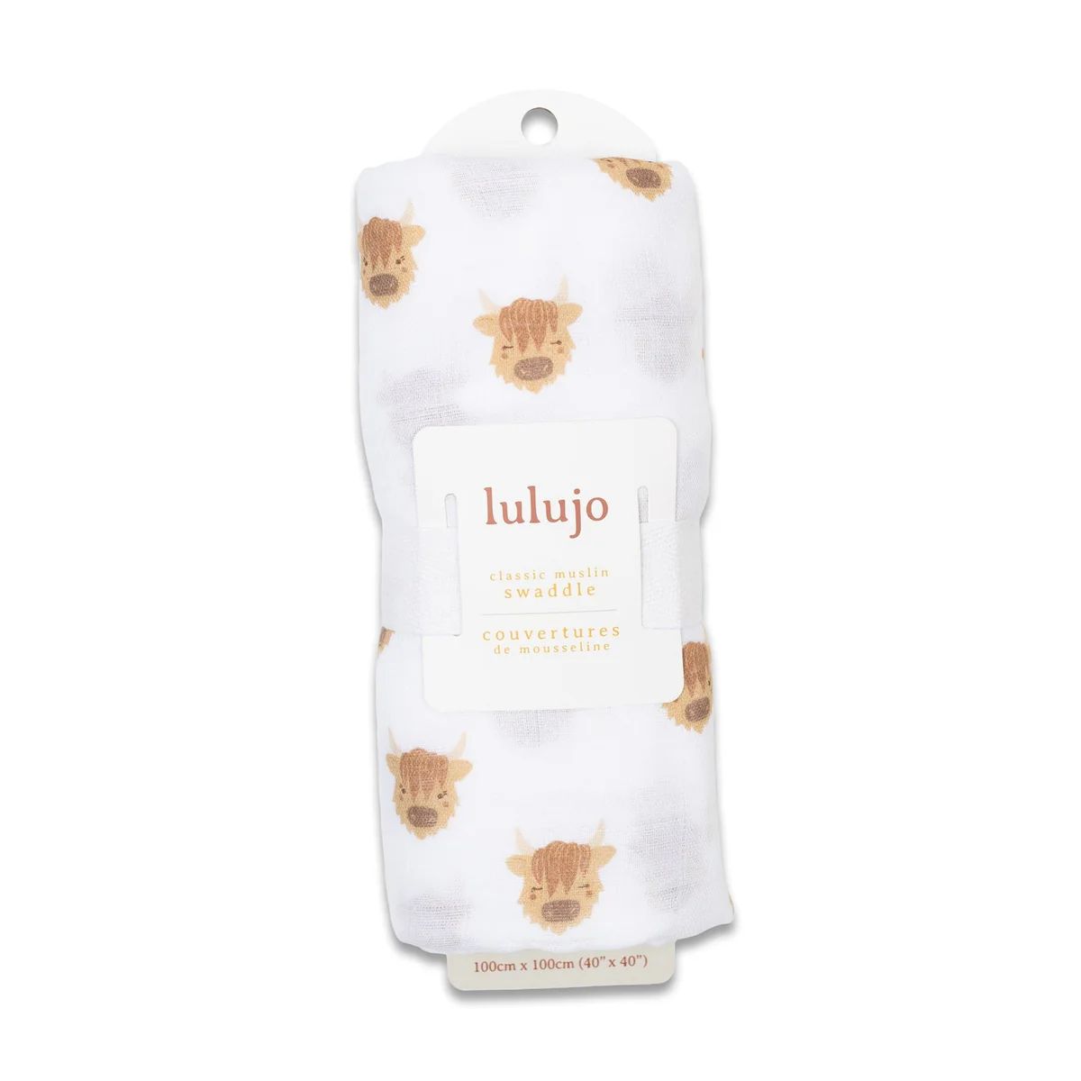 Lulujo Muslin Swaddle Highland Cows 40" x 40"