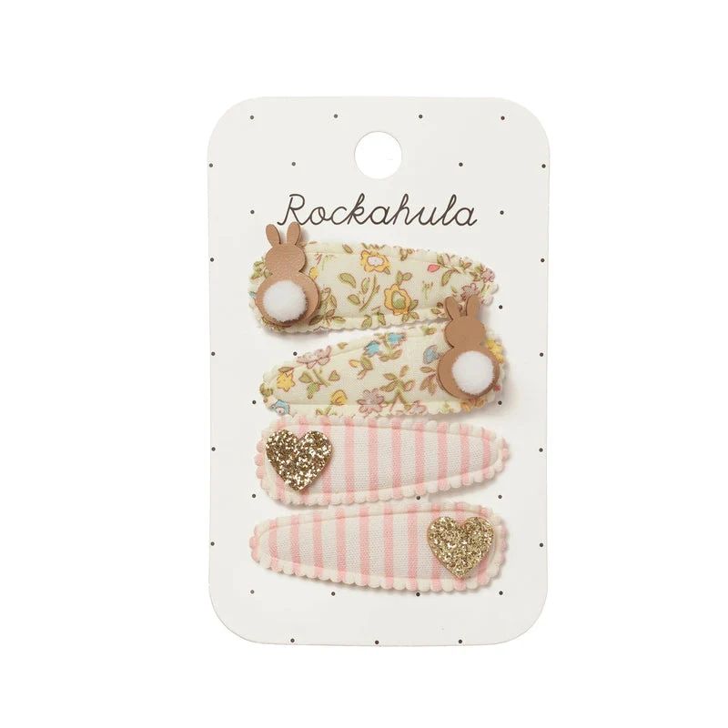 Rockahula Hair Clip Set Fabric Petal Bunny