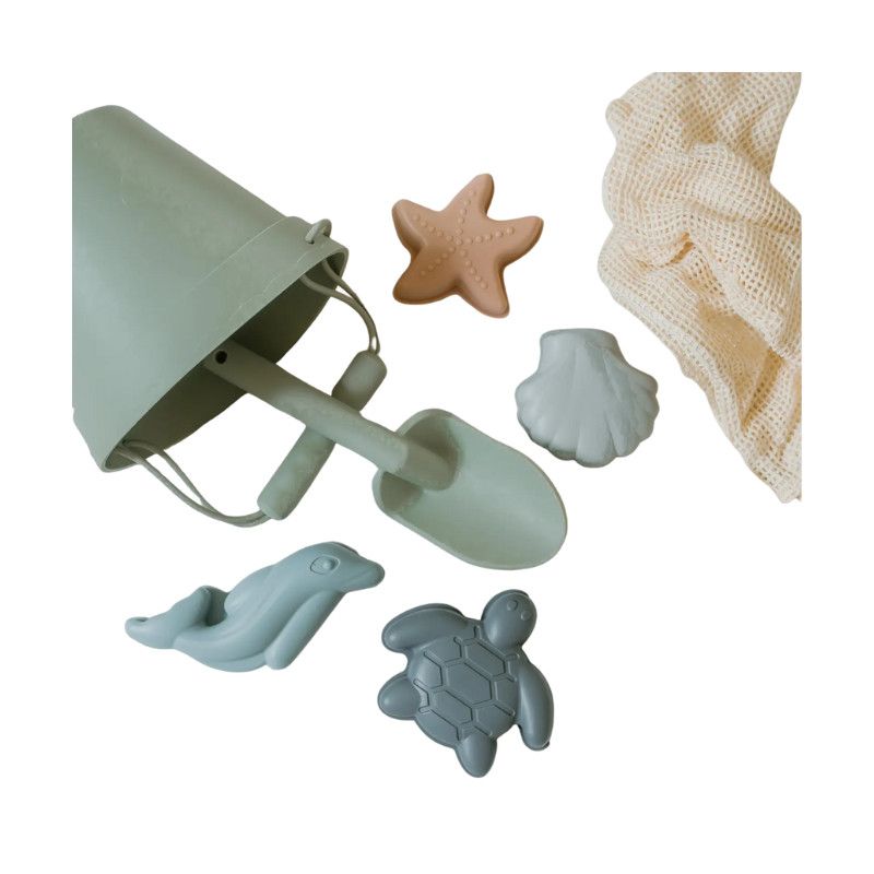 Peaks &amp; Valleys Bucket with Ocean Characters Seafoam