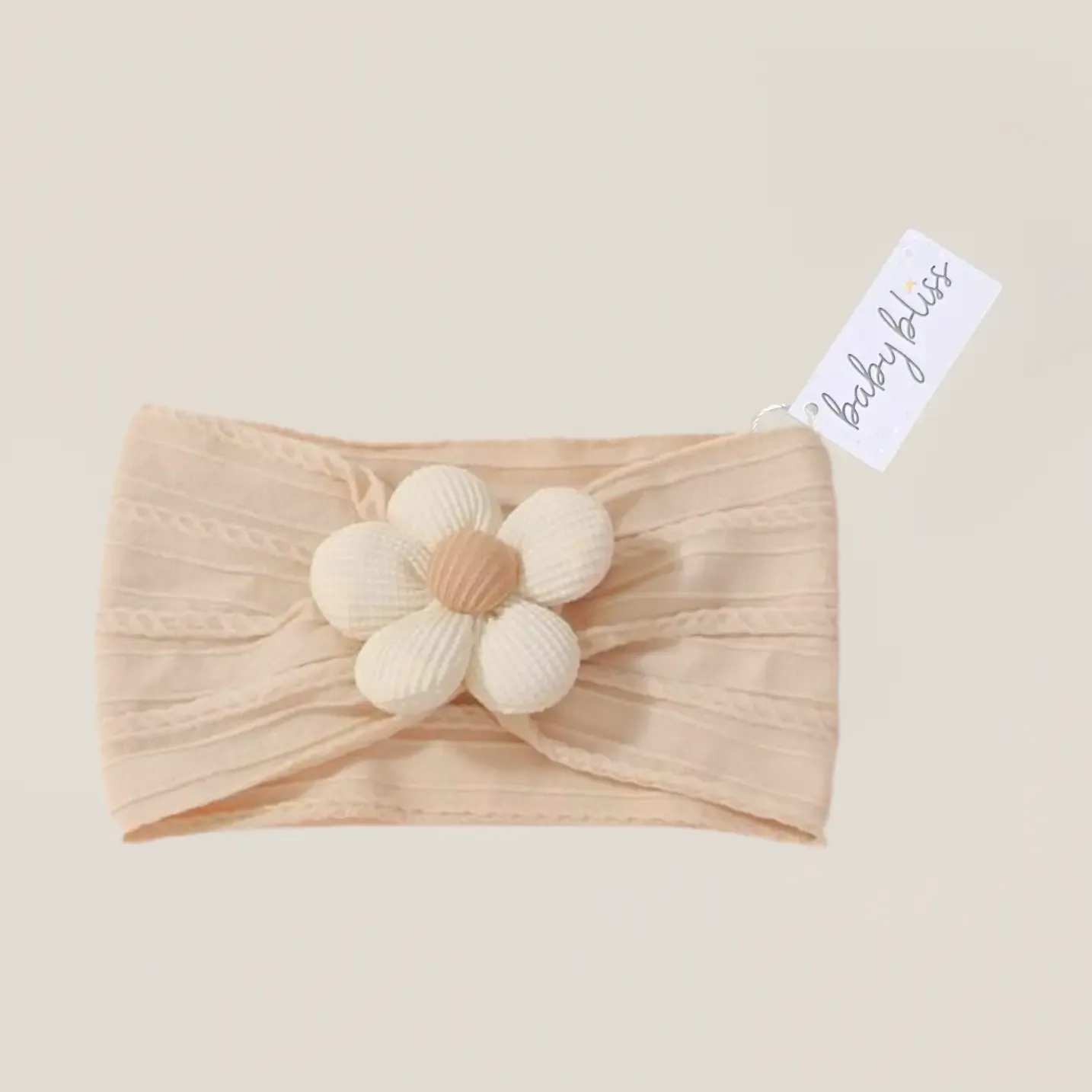 Baby Bliss Baby Flower Headband, Color: Sand