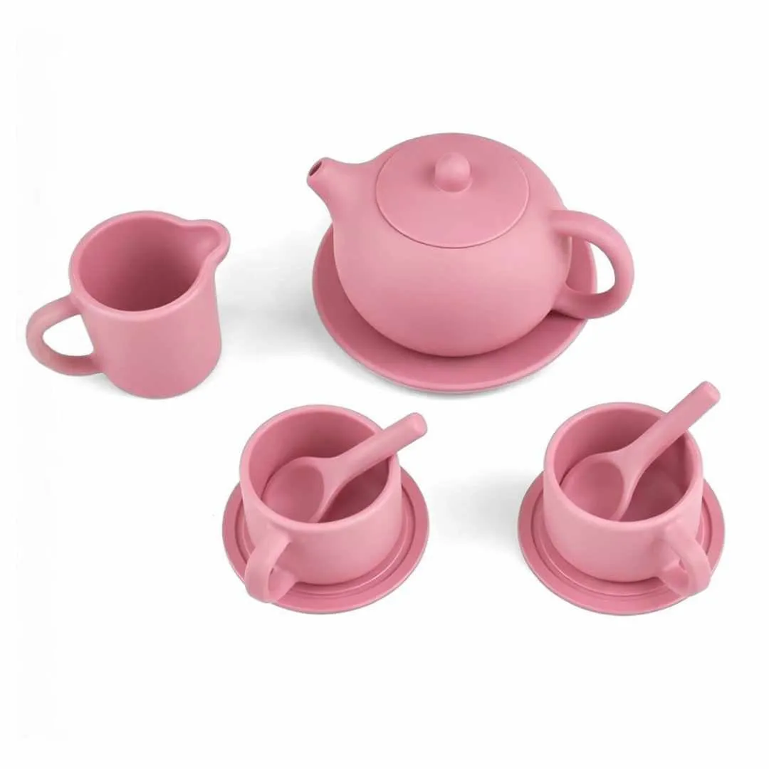 Baby Bliss Silicone Tea Play Set, Color: Dusty Rose