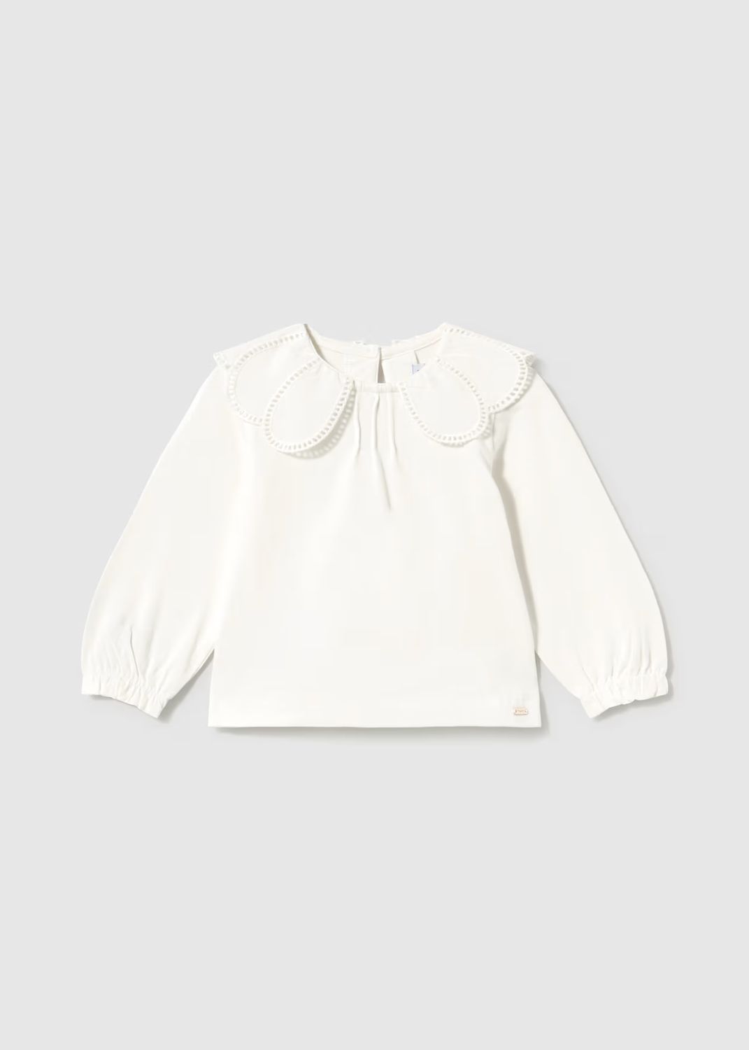 Mayoral 2091 L/S Shirt Ruffles Natural
