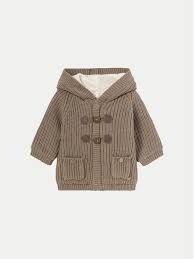 Mayoral 2303 Knit Hooded Long Cardigan, Color: Brown, Size: 2-4M