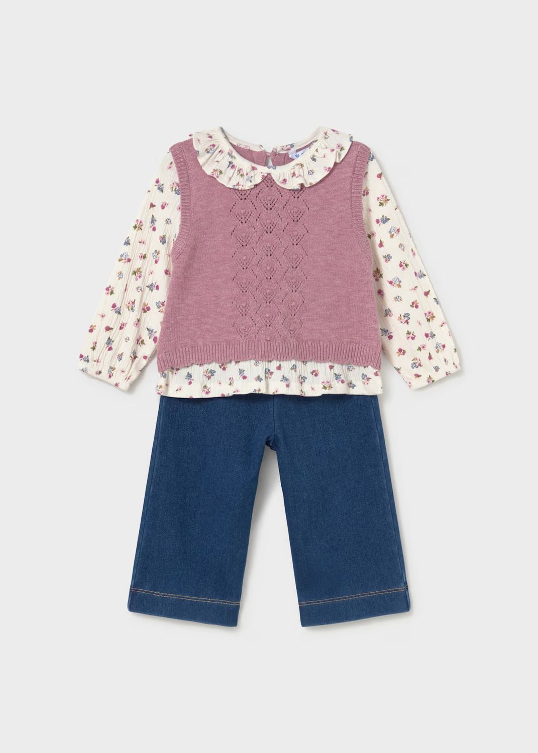 Mayoral 2536 3pc Vest Set Violet Mix