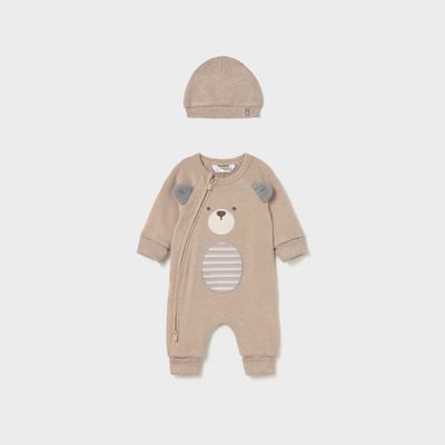 Mayoral 2659 2pc Bear Convertible Foot Romper Mocha