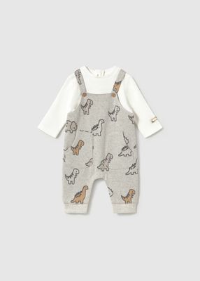 Mayoral 2661 2pc Jacquard Romper Set Dino