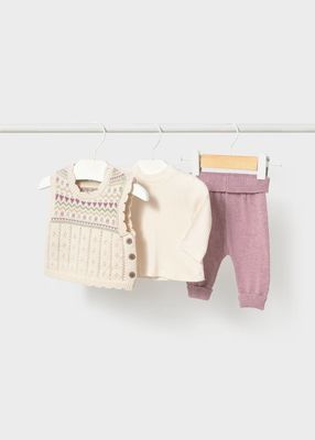 Mayoral 2757 3pc Knit Vest Set Mauve
