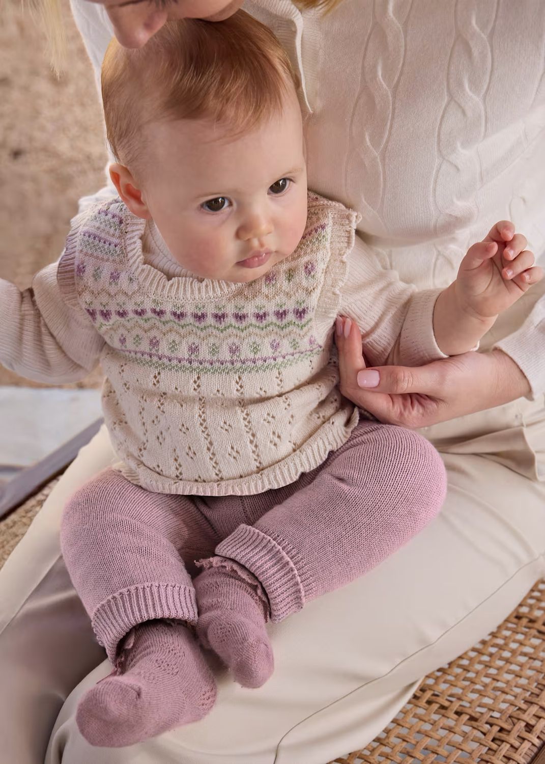 Mayoral 2757 3pc Knit Vest Set Mauve