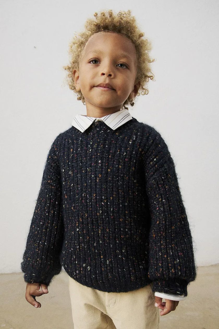 Mayoral 4309 Tweed-Knit Sweater Ink