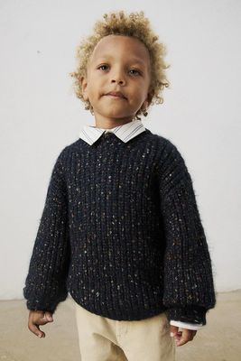Mayoral 4309 Tweed-Knit Sweater Ink