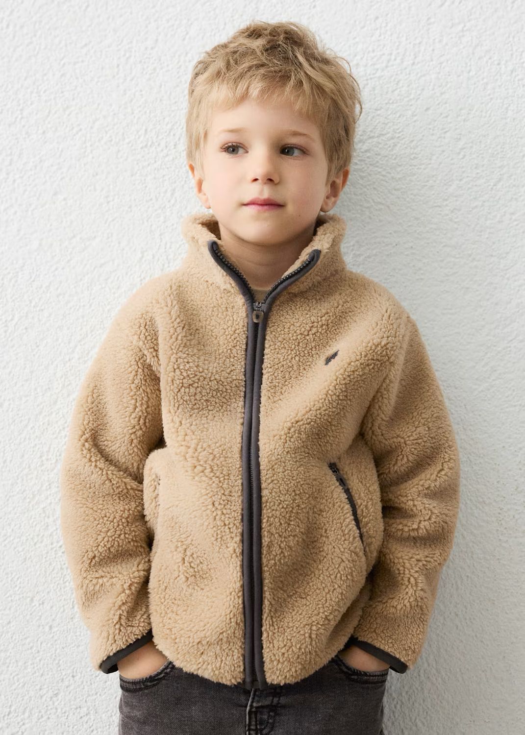 Mayoral 4475 Zip-Up Lined Fleece Sweater Hazelnut