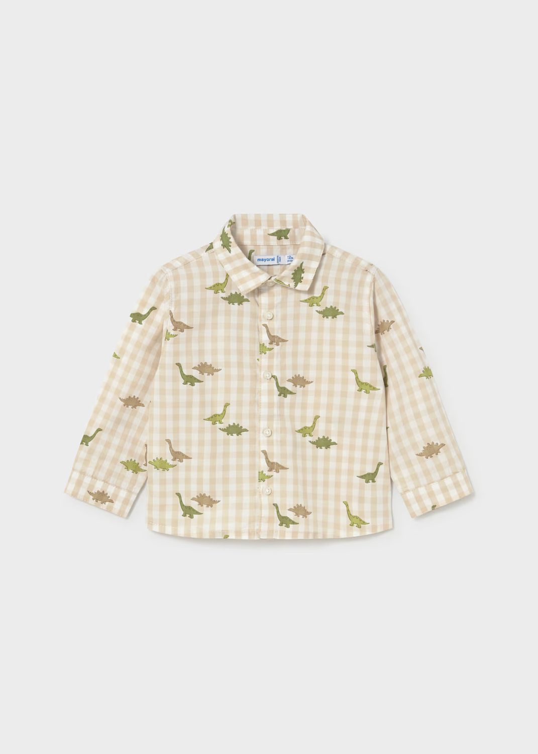 Mayoral 2110 L/S Buttondown Shirt Dinos Olive Green