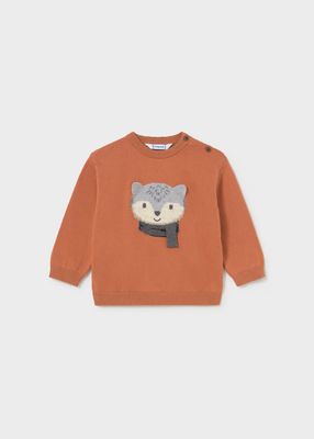 Mayoral 2372 Sweater Fox Graphic Brick Red