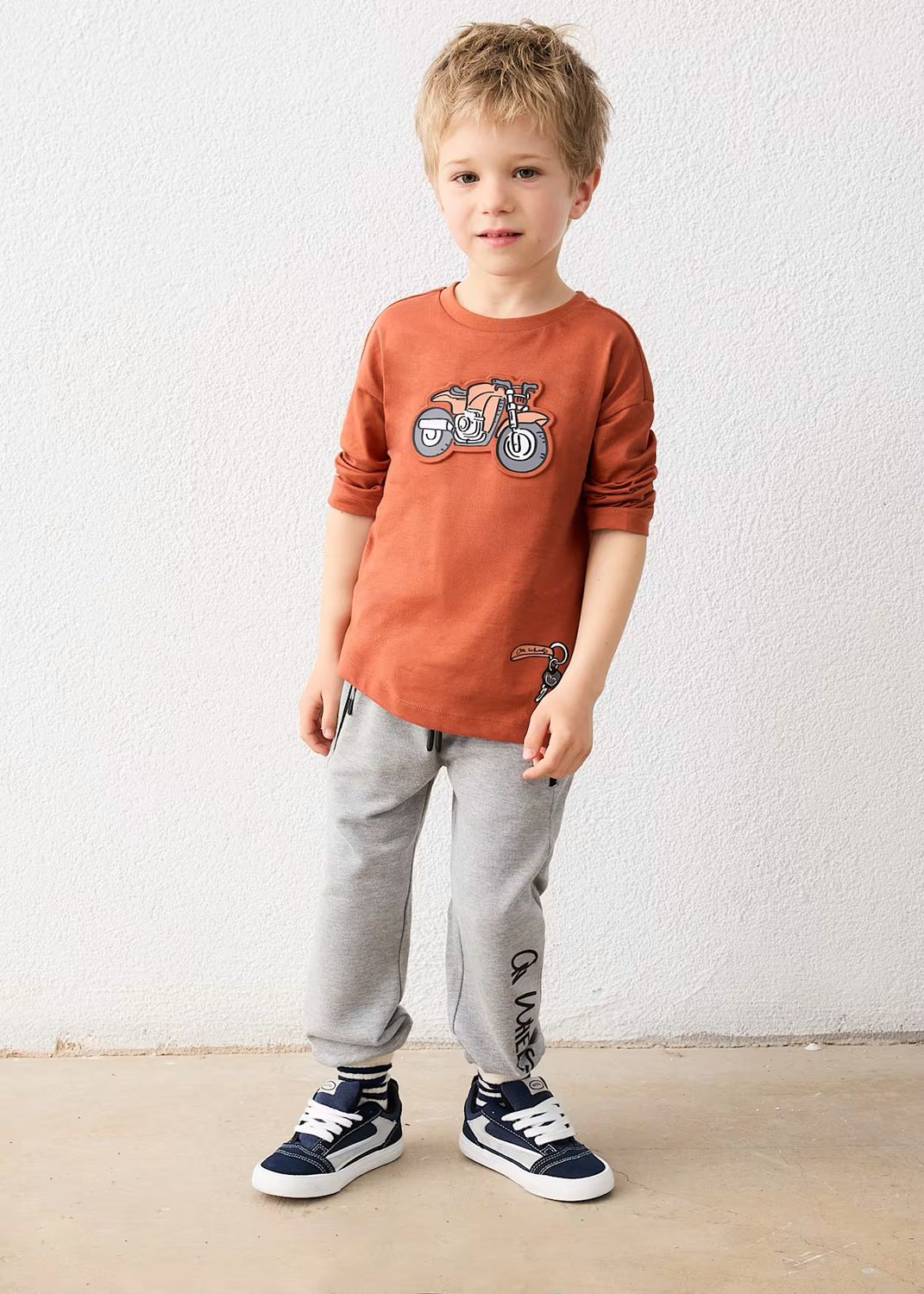 Mayoral 4009 L/S Shirt Motorcross Graphic Brick Red