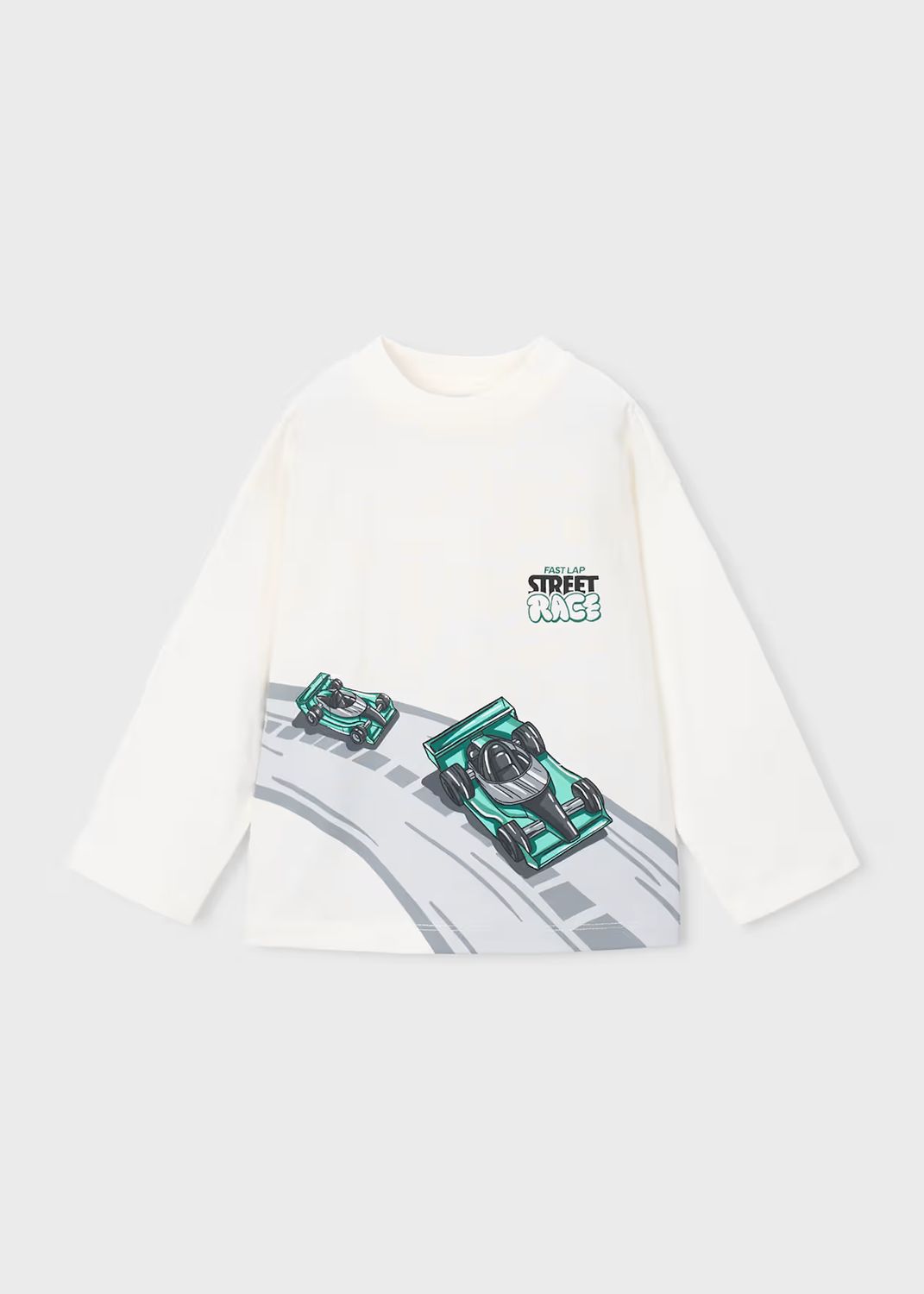 Mayoral 4011 L/S Shirt Car Graphic Cream