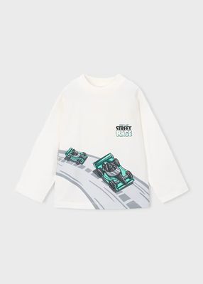 Mayoral 4011 L/S Shirt Car Graphic Cream