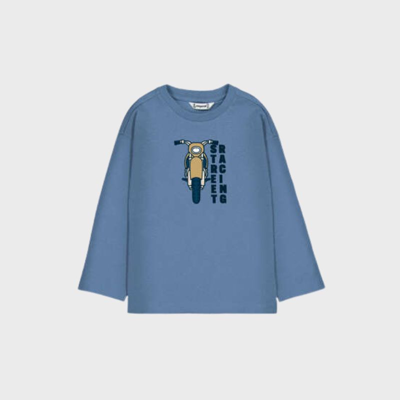 Mayoral 4019 L/S Shirt Motorbike Graphic, Color: Glacial, Size: 3