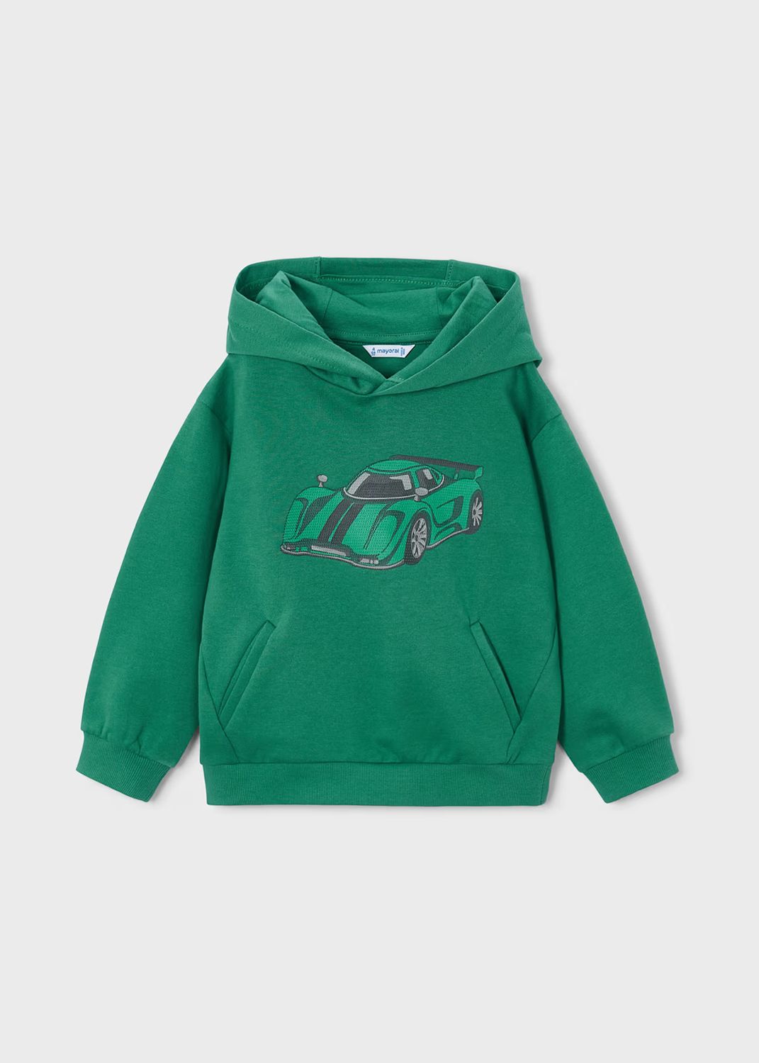 Mayoral 4455 Pullover Hoodie Racecar Graphic Acacia