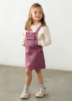 Mayoral 4910 Embroidered Overall Dress Grape