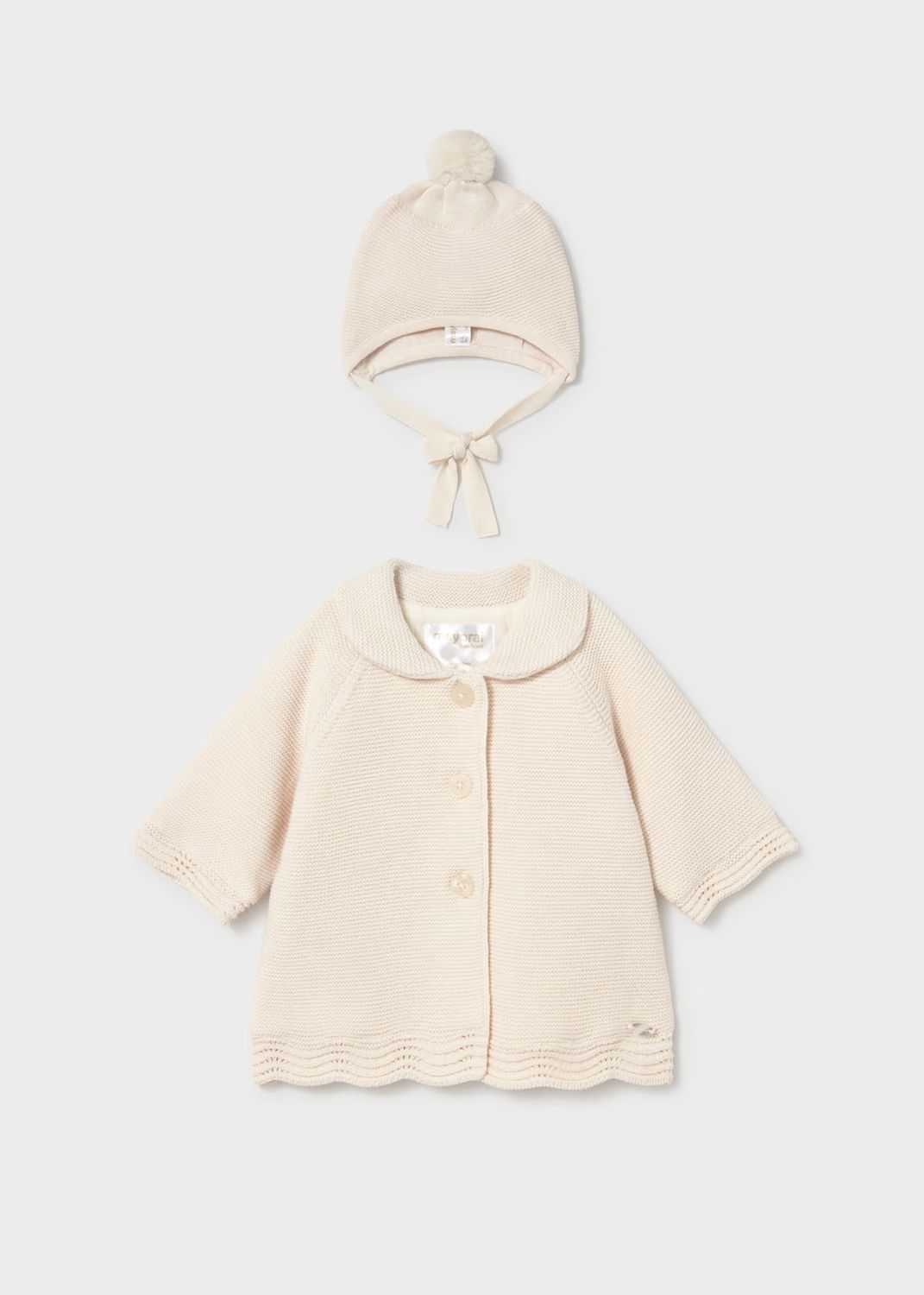 Mayoral 2403 Knit Hooded Coat w/ Hat Pottery