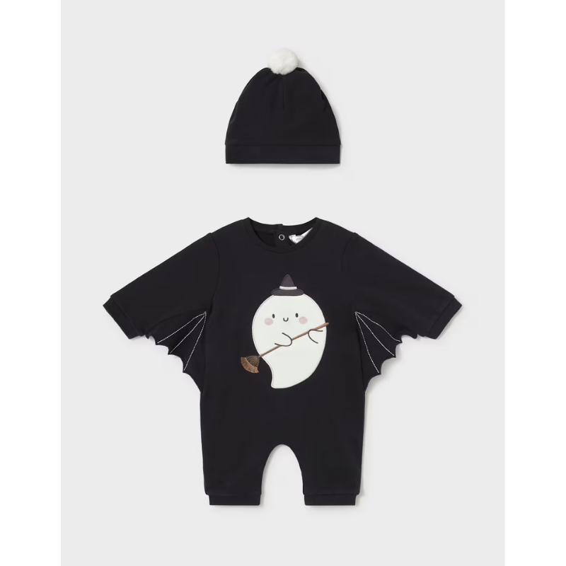Mayoral 2771 Patterned Pajamas w/ Hat Ghost Black