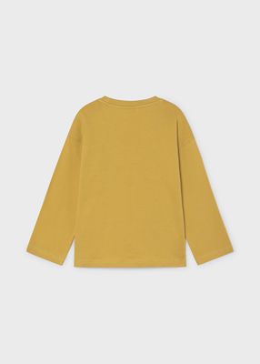 Mayoral 4004 L/S Shirt Embossed Pleats Custard