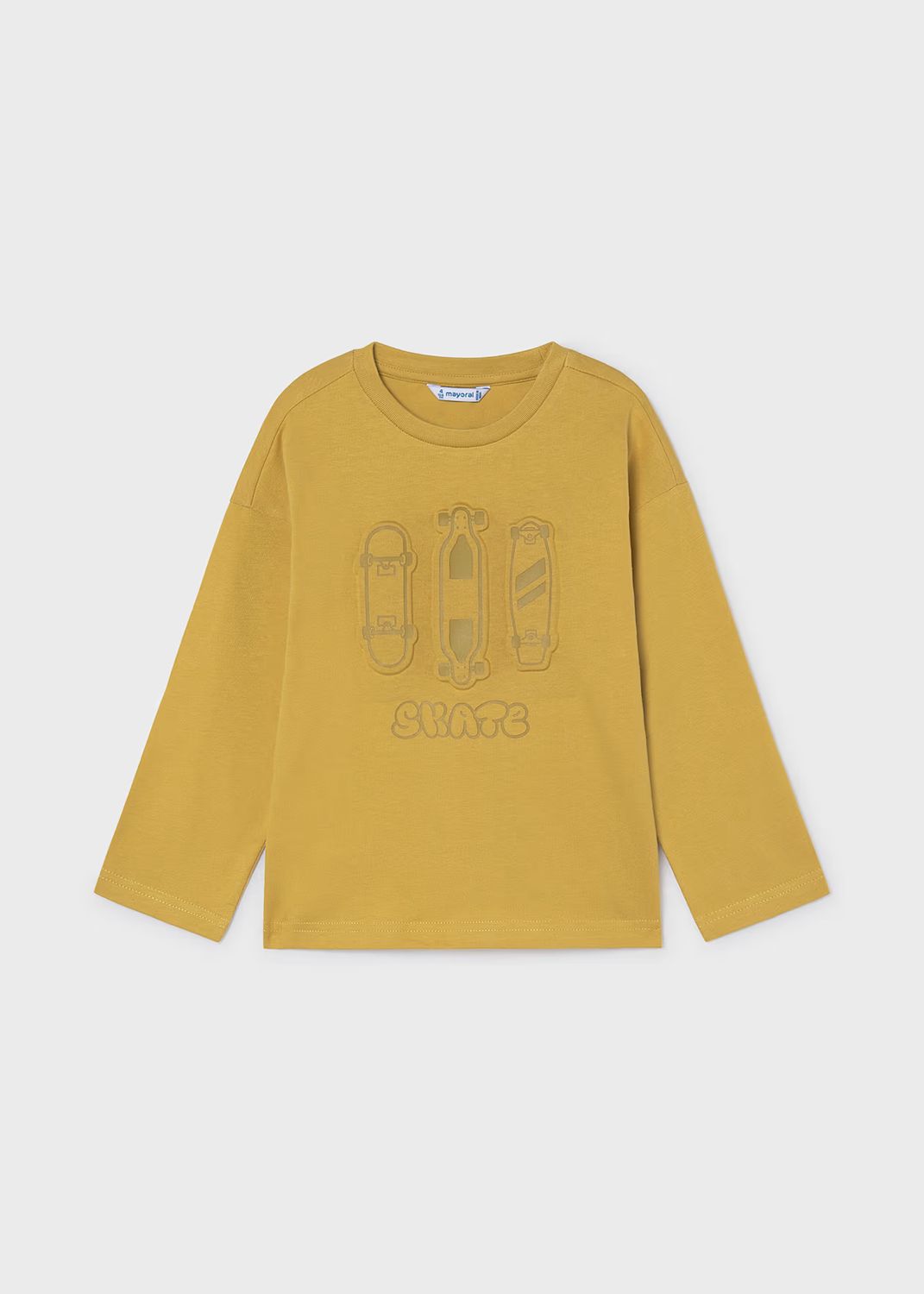 Mayoral 4004 L/S Shirt Embossed Pleats Custard