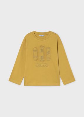 Mayoral 4004 L/S Shirt Embossed Pleats Custard