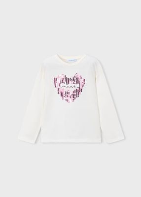 Mayoral 4031 L/S Shirt Heart Graphic Natural