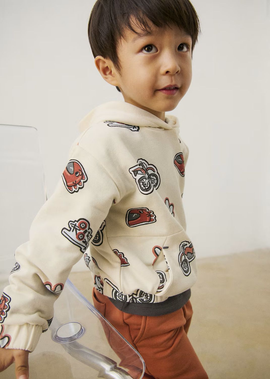 Mayoral 4458 Pullover Hoodie Motorcross Print Light Soy